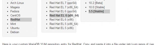 Install MariaDB 5.5 on RHEL 6.8 – MariaDB.repo