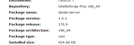 Install SOCKS proxy server(Dante) on CentOS 7 with GhettoForge repo