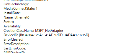 VBScript – A network adapters properties(MSFT_NetAdapter)