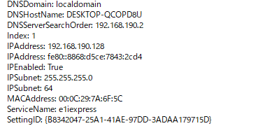 VBScript - Network Configuration Info(Win32_NetworkAdapterConfiguration)