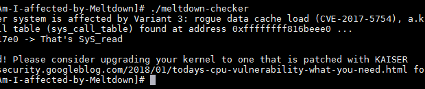 Meltdown (CVE-2017-5754) チェックプログラム - Am-I-affected-by-Meltdown